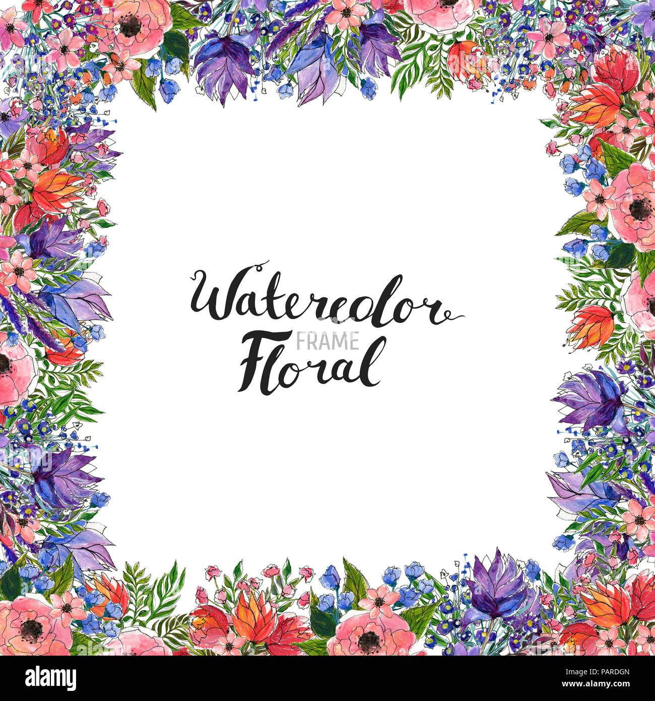 Watercolor Flower Border Stock Photo Alamy