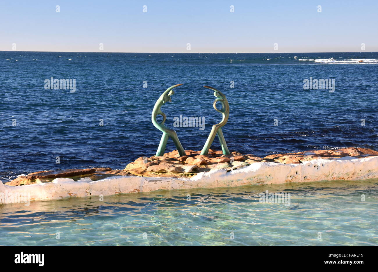 Sydney, Australia - Jul 5, 2018. The Sea Nymphs or The Oceanides sculpture along the Manly to Shelly Beach walk at Fairy Bower Pool. Stock Photo