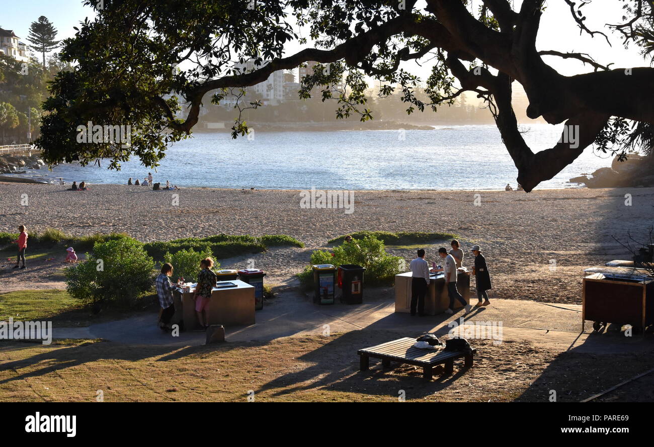 Shelly Beach and Cabbage Tree Bay Aquatic Reserve at Manly with sand