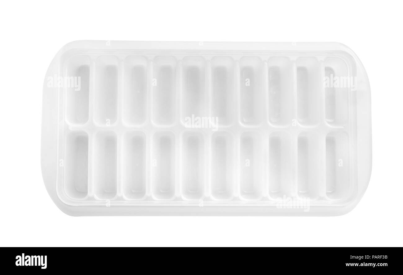Plastic ice container on white background. Stock Photo