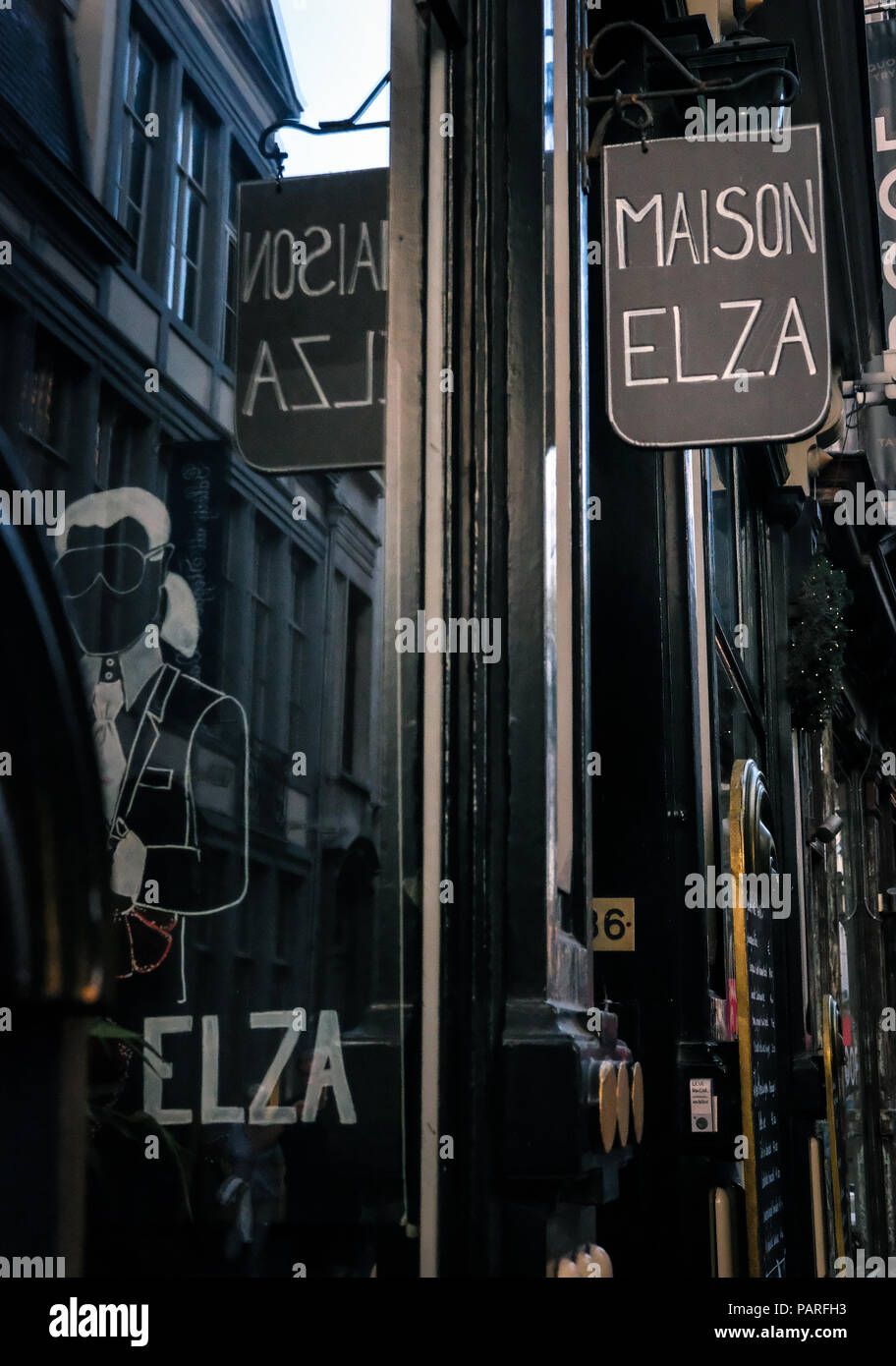 Maison Elza Restaurant Sign In Ghent, Belgium Stock Photo - Alamy