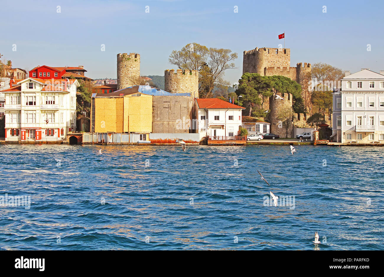 Anadoluhisarı (Anatolian Castle) and Asian side of Istanbul, Turkey Stock Photo
