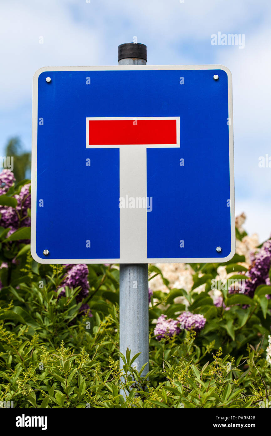 European traffic or road sign for a dead end Stock Photo