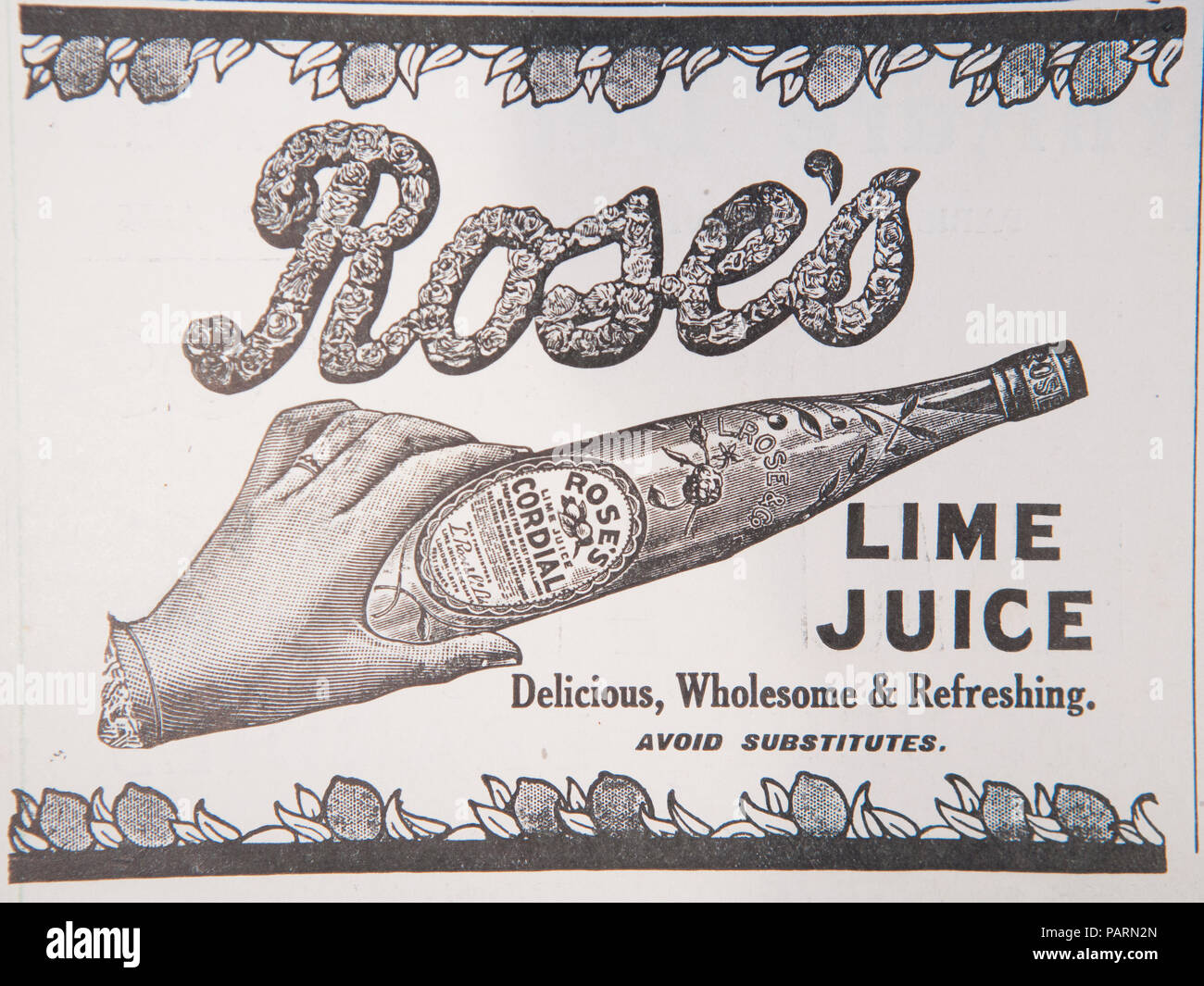 Rose’s lime juice advert. From an old magazine during the 19141918