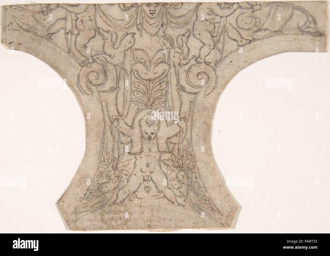 Decoration for a Spandrel in a Cove. Artist: Anonymous, Italian, 16th century (Italian, active Central Italy, ca. 1550-1580). Dimensions: 3-1/4 x 4-1/2 in.  (8.3 x 11.4 cm). Date: 16th century. Museum: Metropolitan Museum of Art, New York, USA. Stock Photo