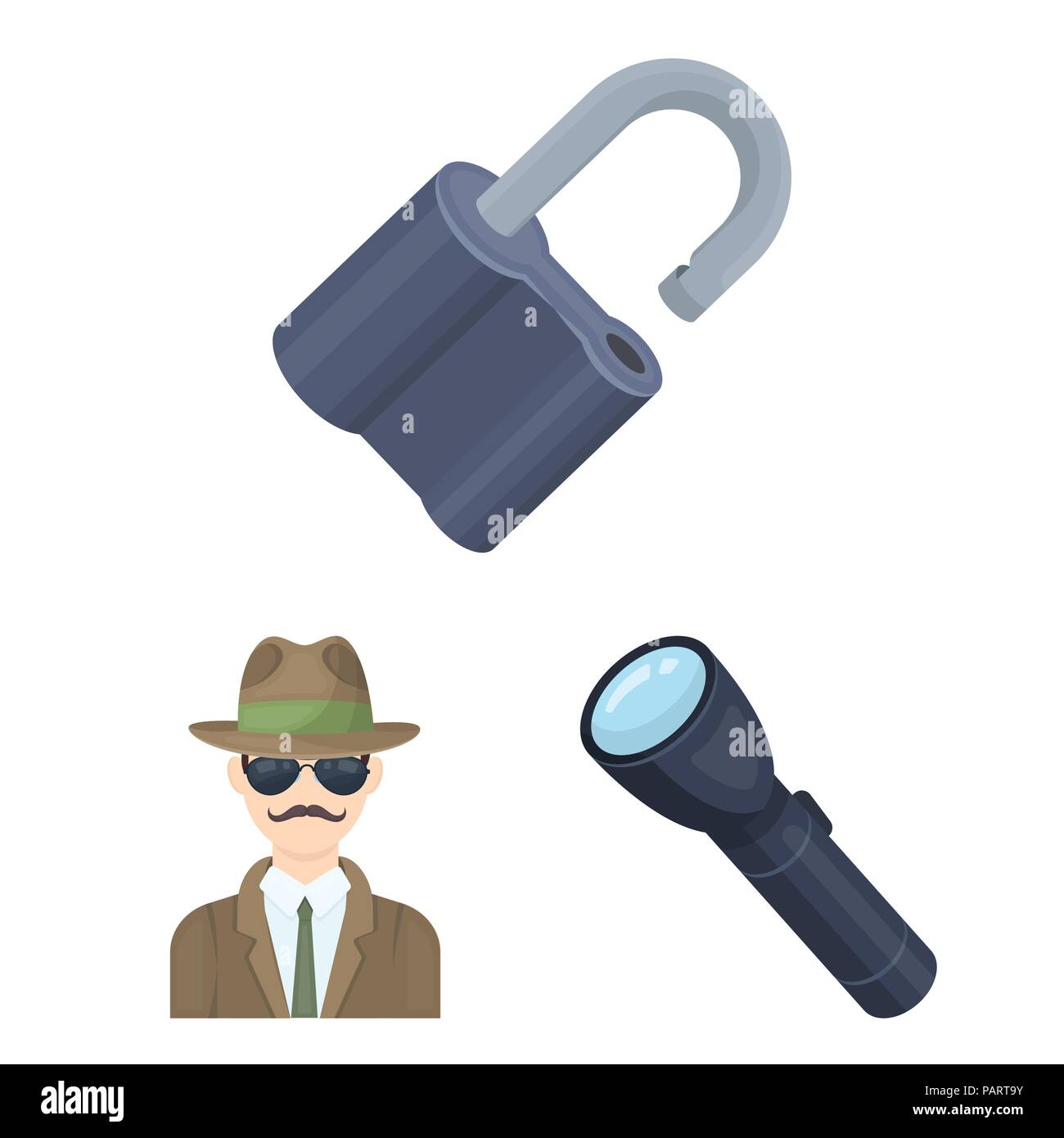 Detective and Attributes cartoon icons in set collection for design ...