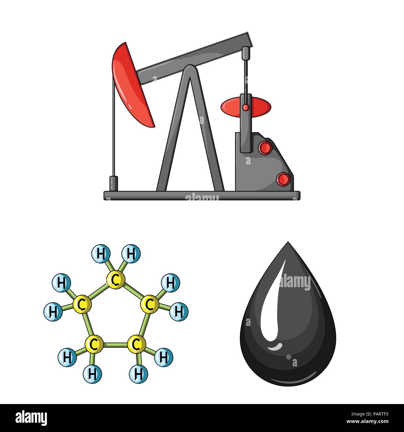 Oil industry cartoon icons in set collection for design. Equipment and ...