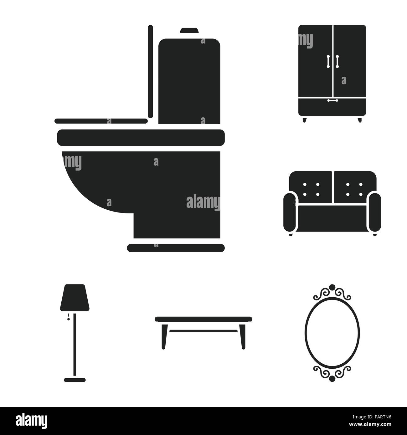 Furniture and interior black icons in set collection for design.Home ...