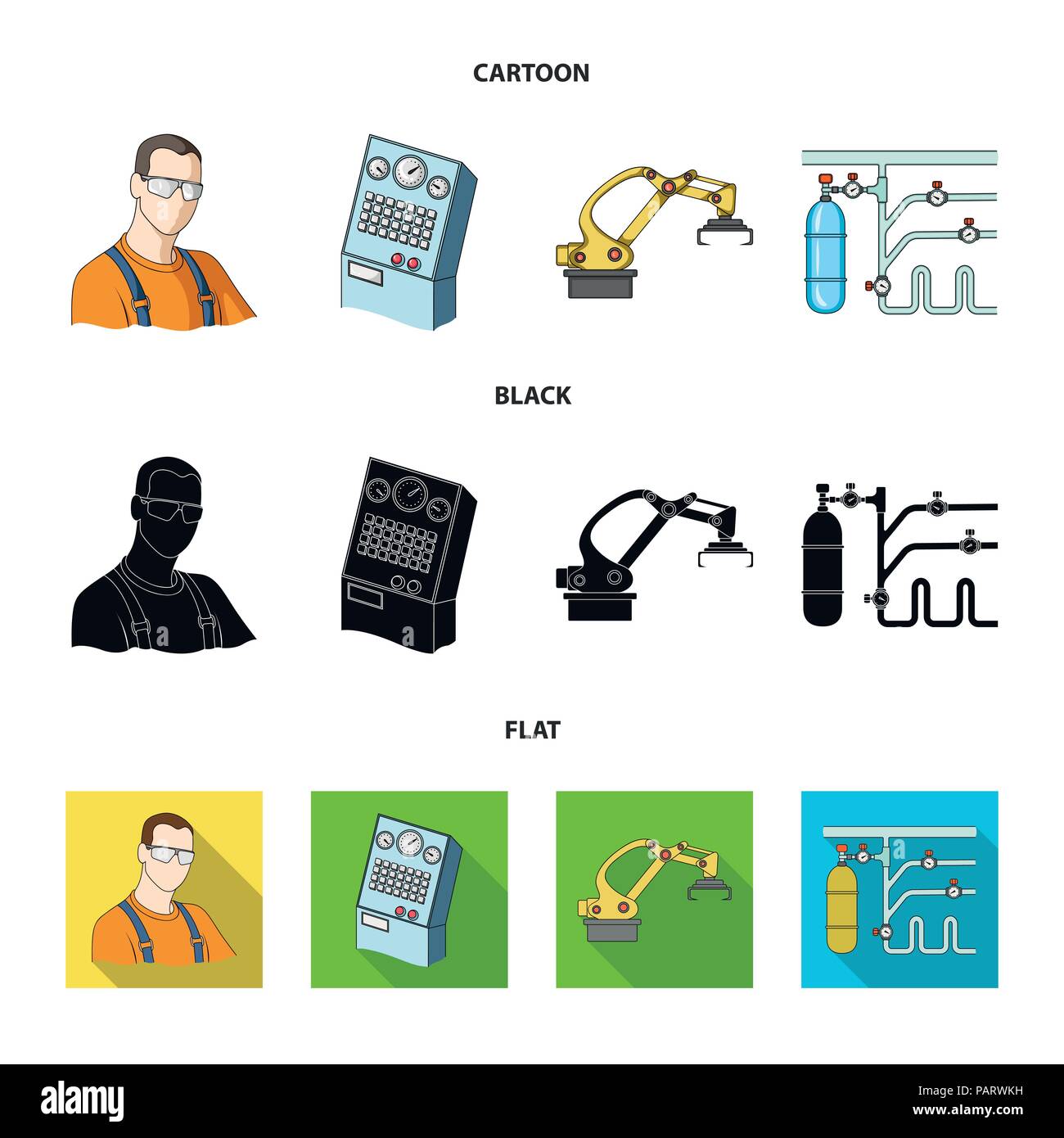 Modern equipment and other icon in cartoon,black,flat style.Machine ...