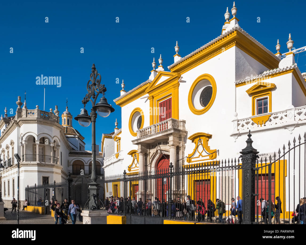 Maestranza, the Plaza de Toros de la Real Maestranza de Caballeria de Sevilla, Seville, Spain, Europe - bullring Stock Photo
