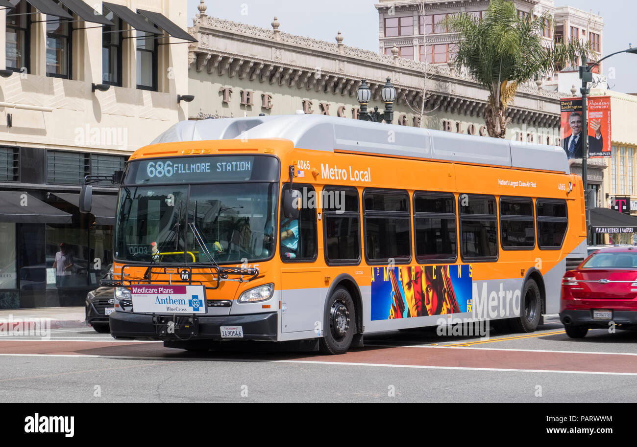 A USA bus in Pasadena, California, American buses, USA Stock Photo
