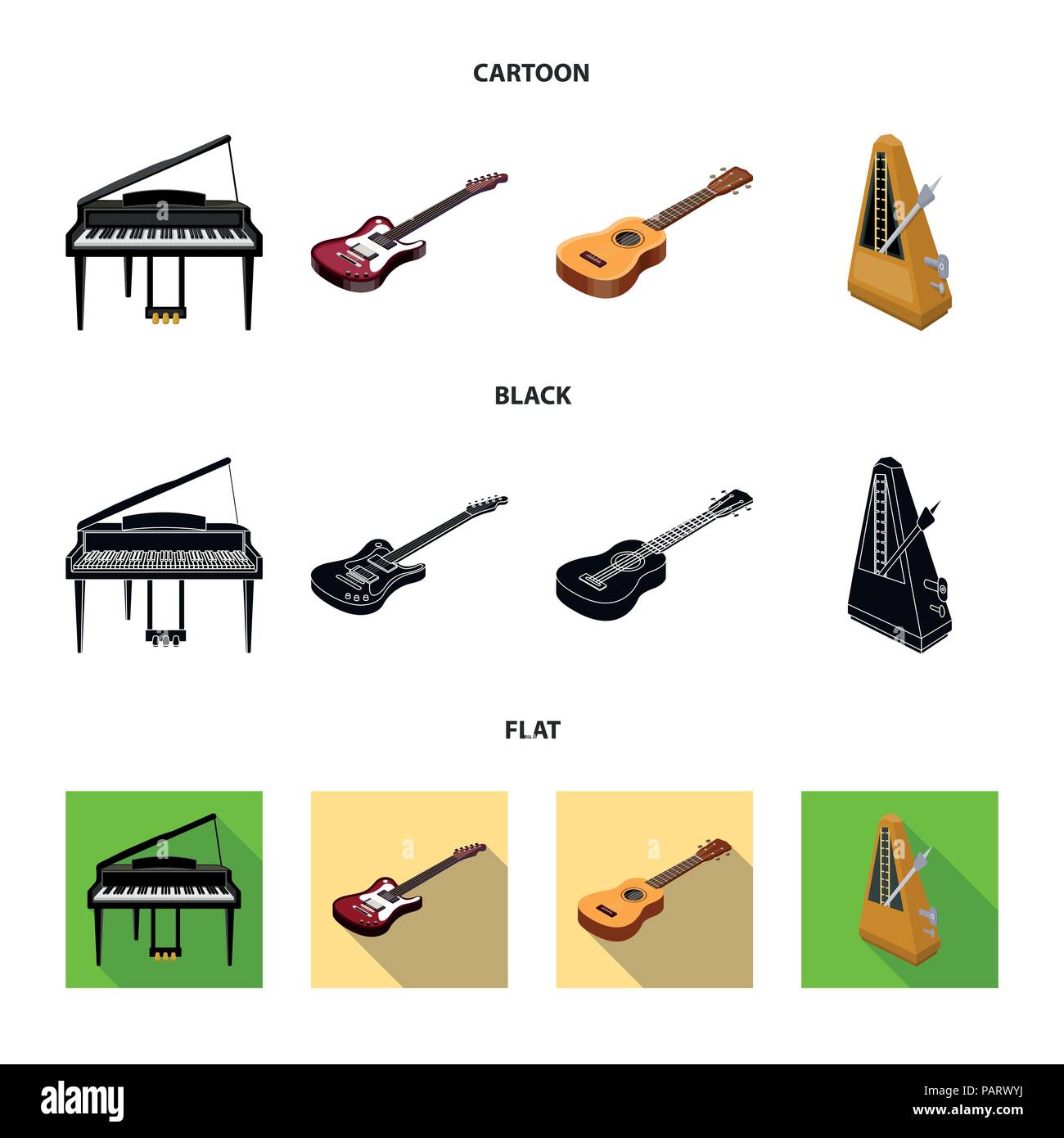 Musical instrument cartoon,black,flat icons in set collection for ...