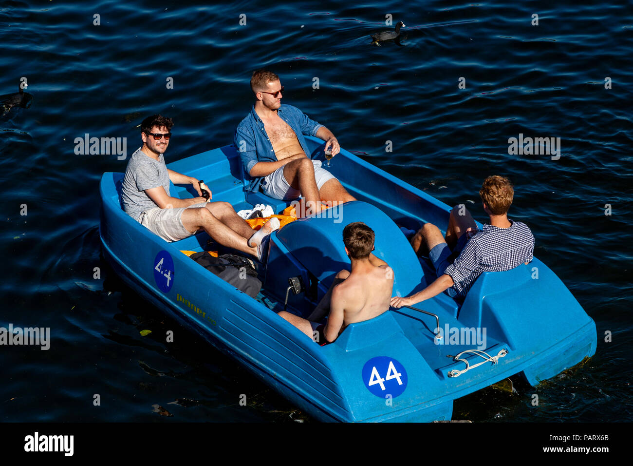 Four Young Men Relaxing In A Pedal Boat, The Serpentine, Hyde Park