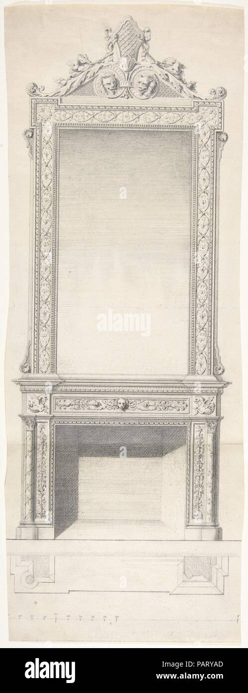 Chimneypiece Design with Mirror. Artist: Anonymous, British, 19th century. Date: 19th century. Museum: Metropolitan Museum of Art, New York, USA. Stock Photo