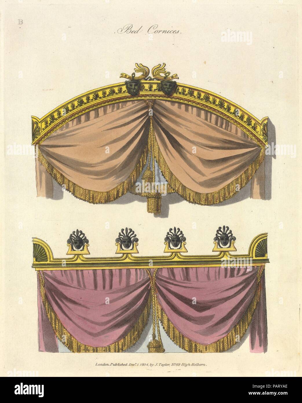 A Collection of Designs for Household Furniture and Interior Decoration, in the most approved and elegant taste. Author: Written and designed by George Smith (British, active London 1808-33). Dimensions: 11 1/16 x 9 1/8 x 1 9/16 in. (28.1 x 23.2 x 4 cm). Printer: S. Gosnell, London. Published in: London. Publisher: J. Taylor (London) at the Architectural Library. Date: 1808. Museum: Metropolitan Museum of Art, New York, USA. Stock Photo