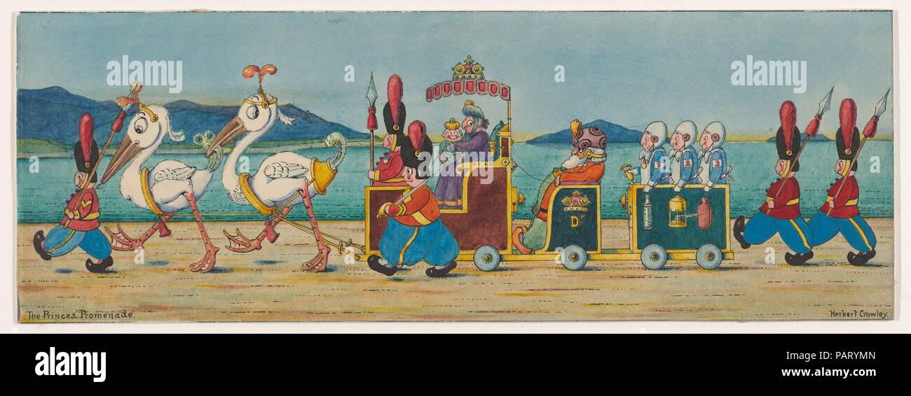 The Prince's Promenade, possible a 'Wiggle Much' design. Artist: Herbert E. Crowley (British, London 1873-1939 Zurich). Dimensions: Sheet: 4 1/16 × 11 5/8 in. (10.3 × 29.5 cm). Date: ca. 1910. Museum: Metropolitan Museum of Art, New York, USA. Stock Photo