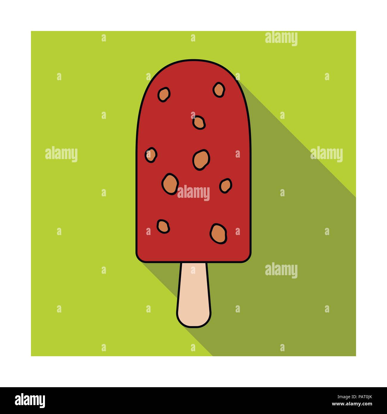 Ice cream in waffle cone icon in flat design isolated on white ...