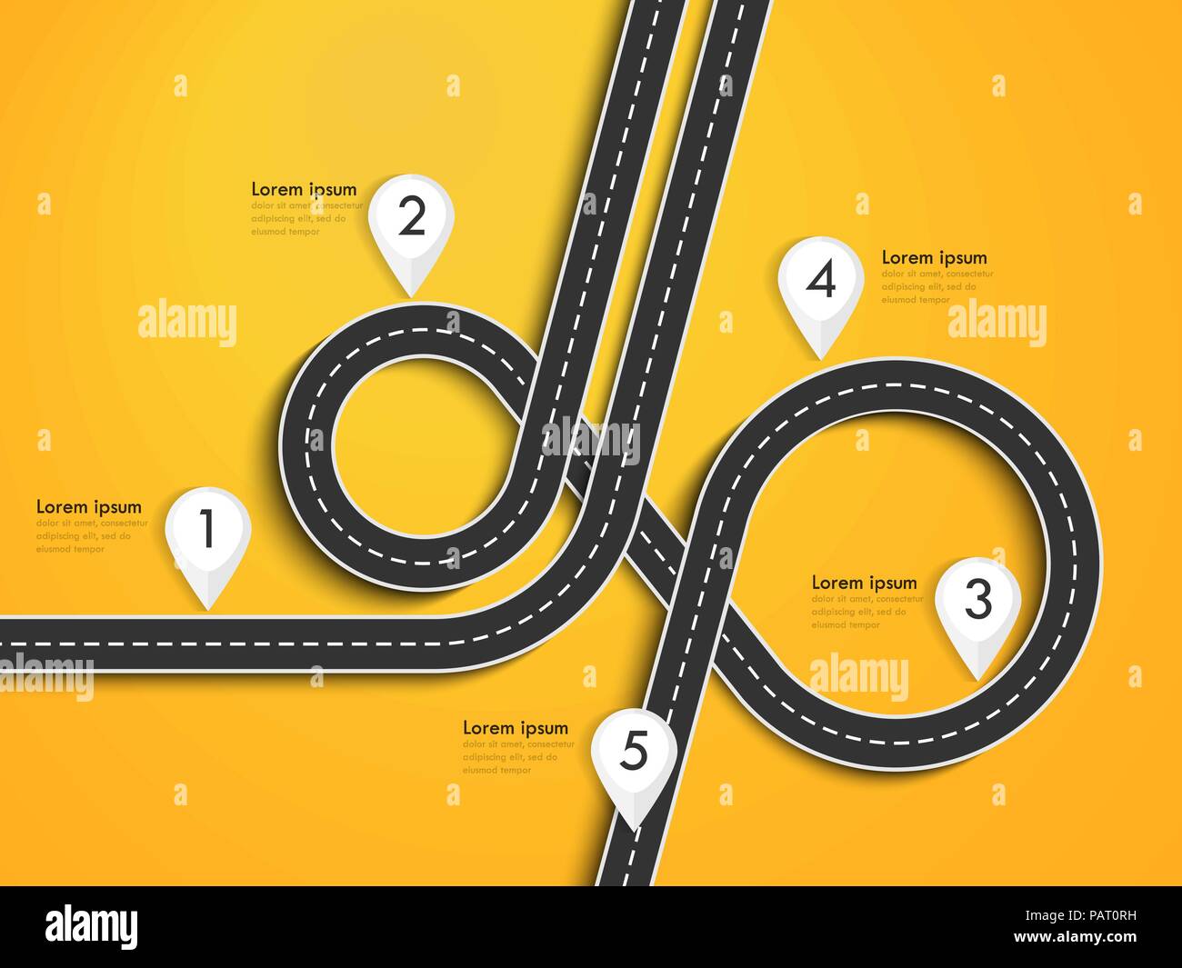 Road trip and Journey route. Winding Road on a Colorful Background with ...