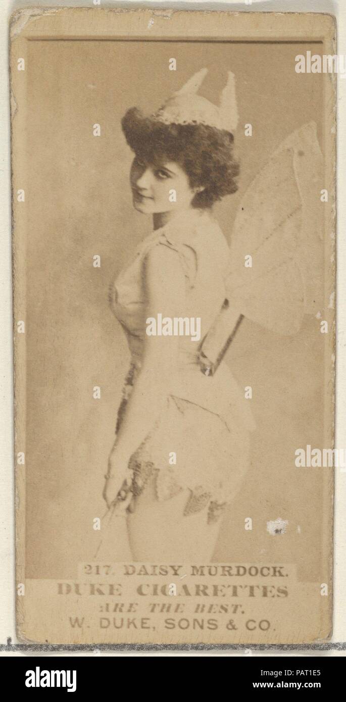 Card Number 216, Daisy Murdoch, from the Actors and Actresses series (N145-7) issued by Duke Sons & Co. to promote Duke Cigarettes. Dimensions: Sheet: 2 11/16 × 1 3/8 in. (6.8 × 3.5 cm). Publisher: Issued by W. Duke, Sons & Co. (New York and Durham, N.C.). Date: 1880s.  Trade cards from the set 'Actors and Actresses' (N145-7), issued in the 1880s by W. Duke Sons & Co. to promote Duke Cigarettes. There are eight subsets of the N145 series. Various subsets sport different card designs and also promote different tobacco brands represented by W. Duke Sons & Company. This card is from the seventh s Stock Photo