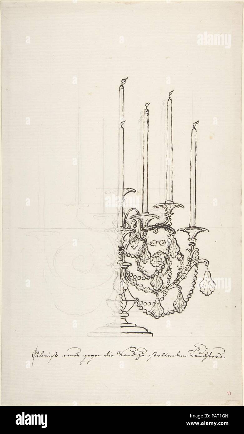 Design for a Candelabra. Artist: Anonymous, French, 18th century. Dimensions: 15 1/8 x 9 1/16 in.  (38.4 x 23 cm). Date: ca. 1770-90. Museum: Metropolitan Museum of Art, New York, USA. Stock Photo