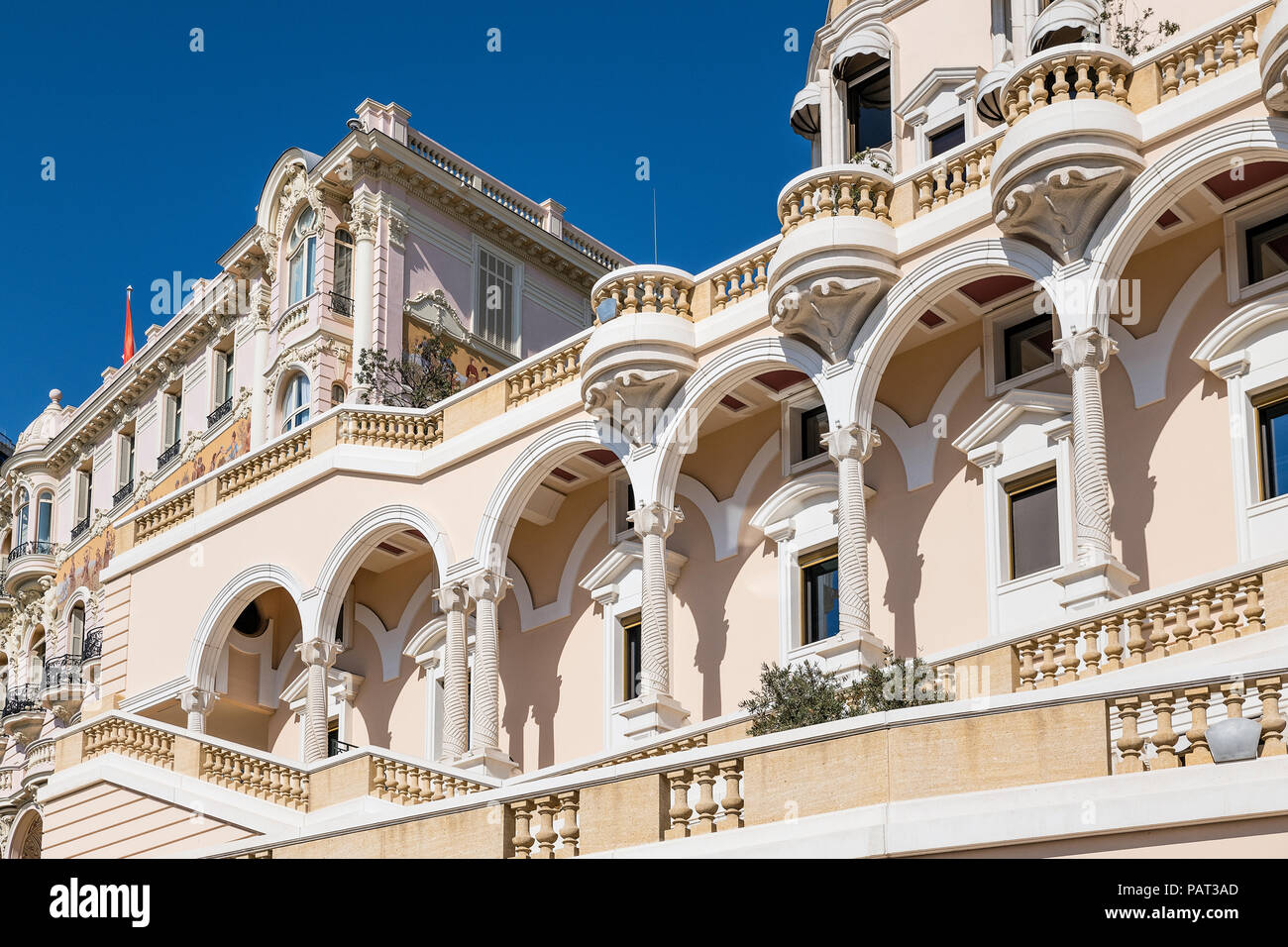 Exterior detail of Hermitage Hotel, Monaco Stock Photo