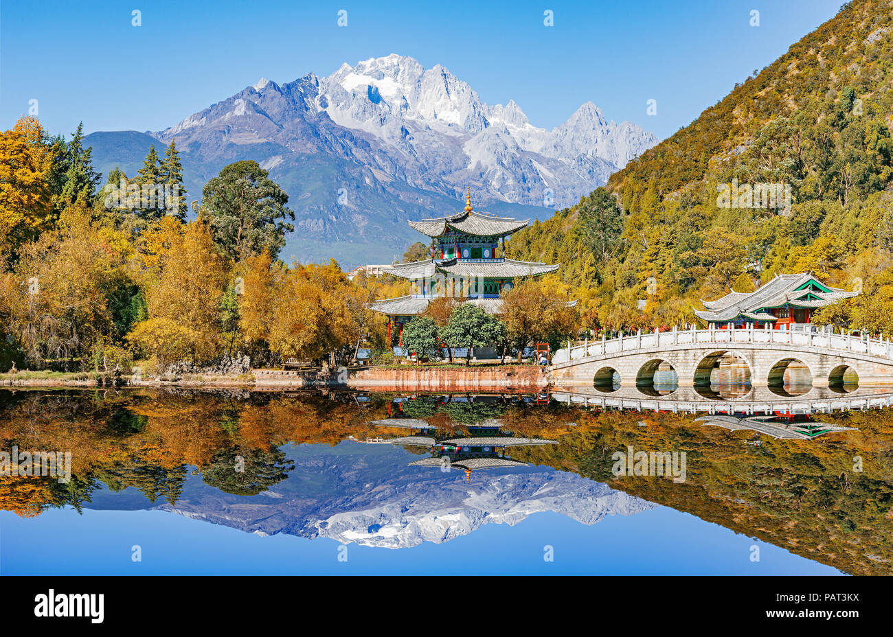 Autumn View Of The Jade Dragon Snow Mountain And The Black Dragon Pool 
