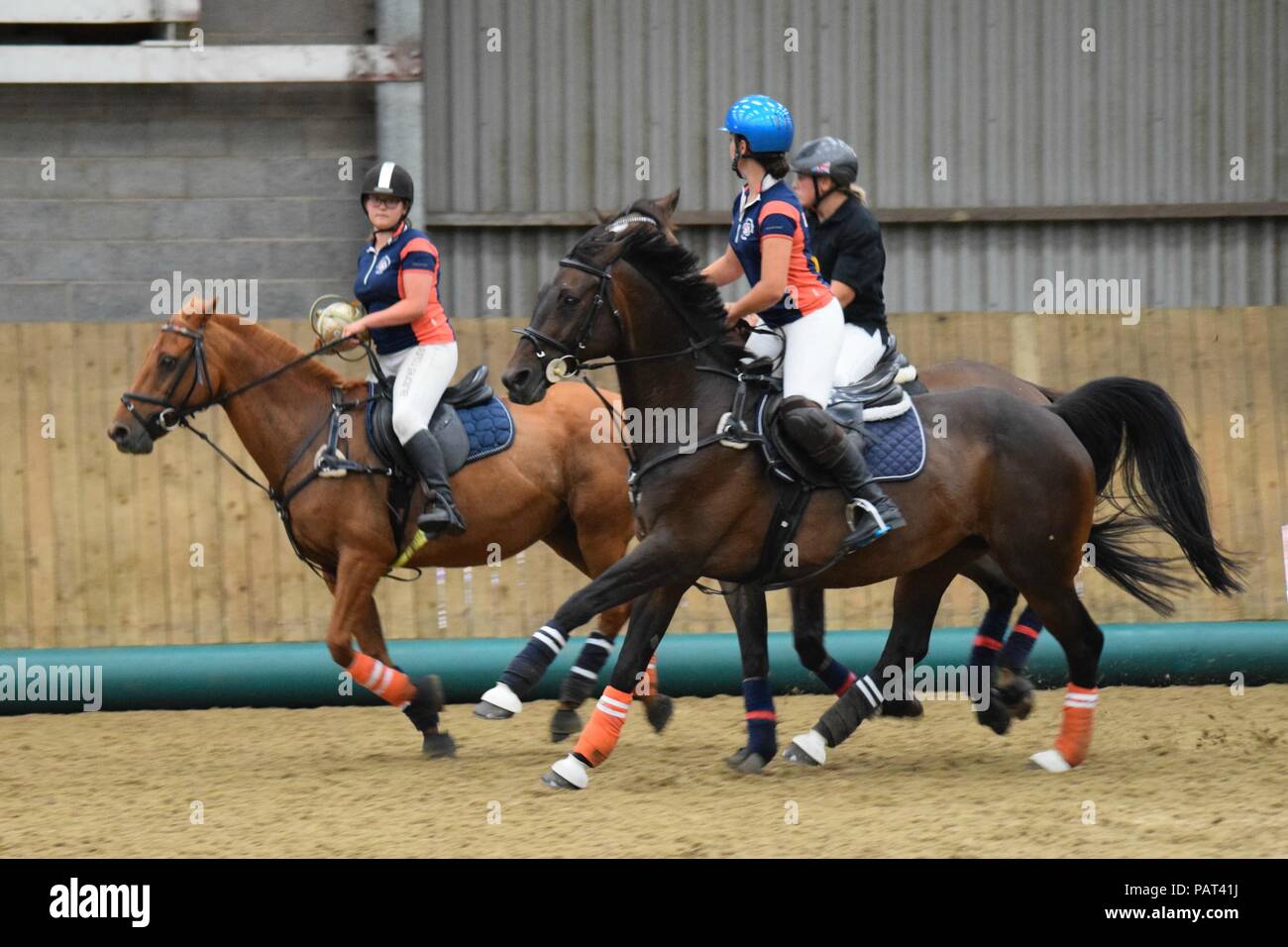 Riders playing Horseball Stock Photo