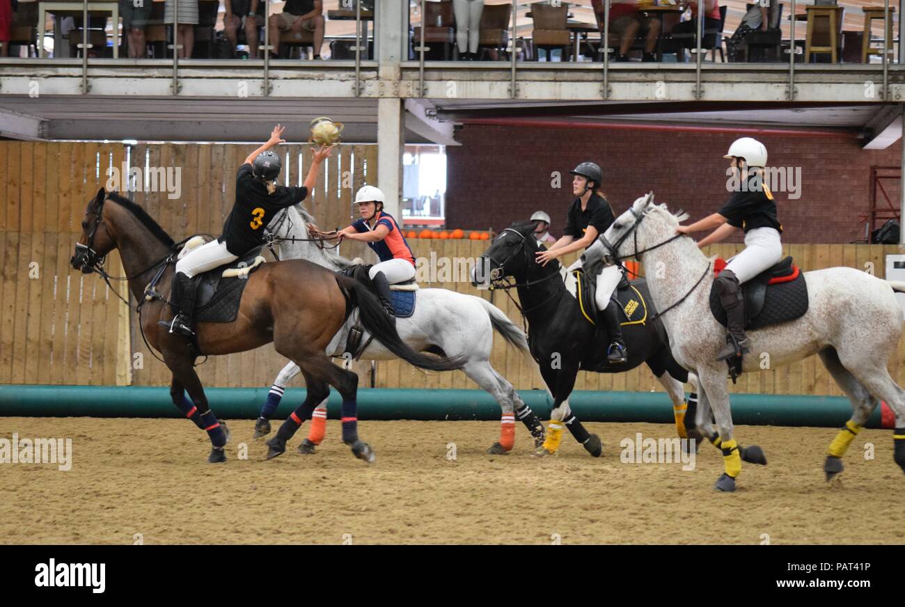 Riders playing Horseball Stock Photo