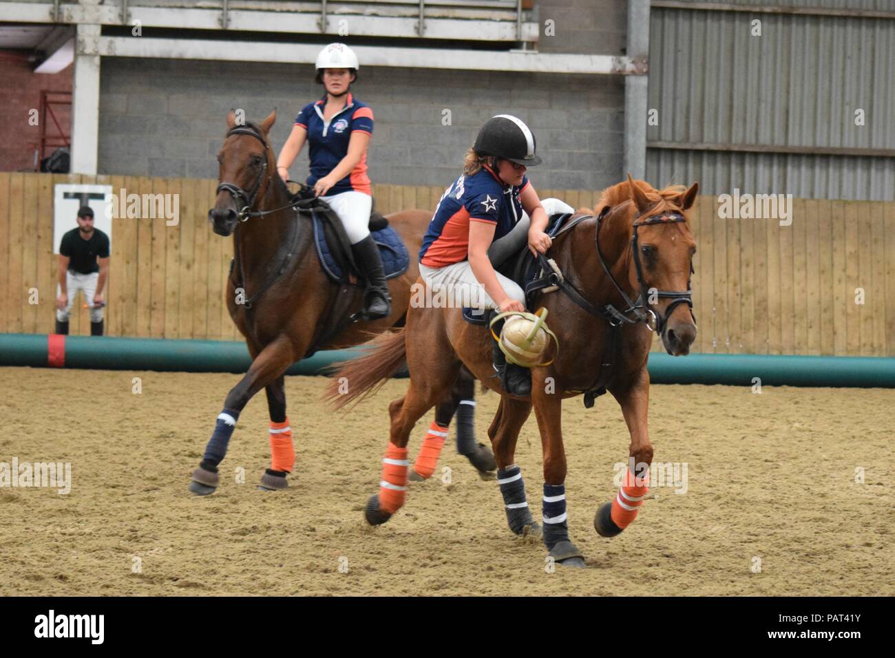 Riders playing Horseball Stock Photo