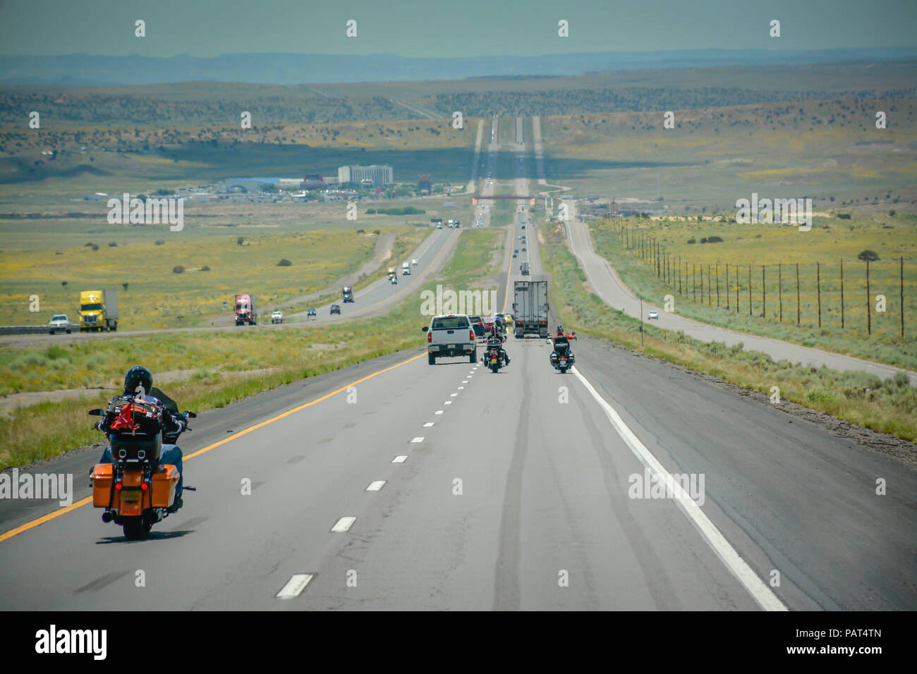 Descending from Nine Mile Hill into the Rio Puerco Valley, a Highway