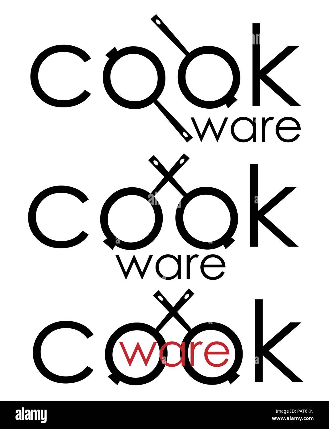 simple inscription cookware, pans minimalist text logo Stock Vector