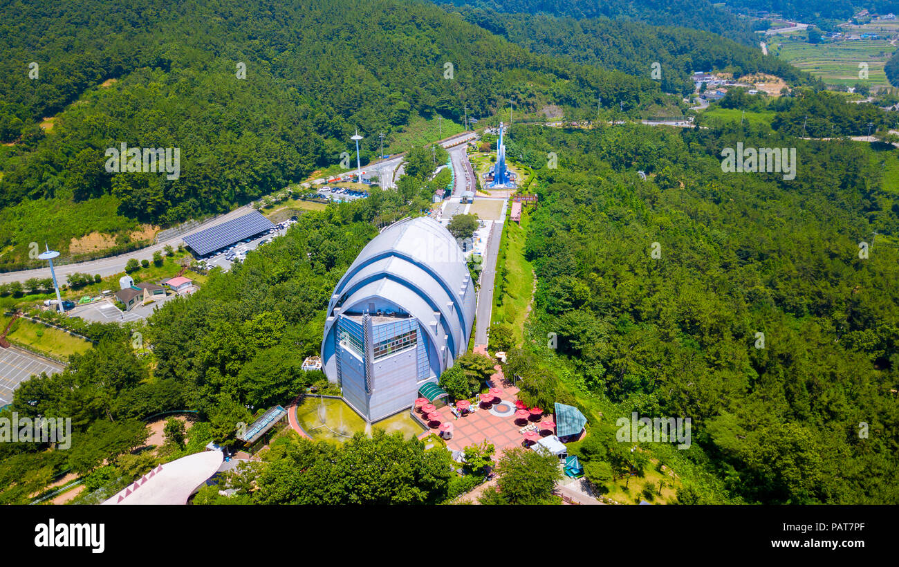 Aerial view of Goseong city of South Korea. Beautiful nature of Goseong. Stock Photo