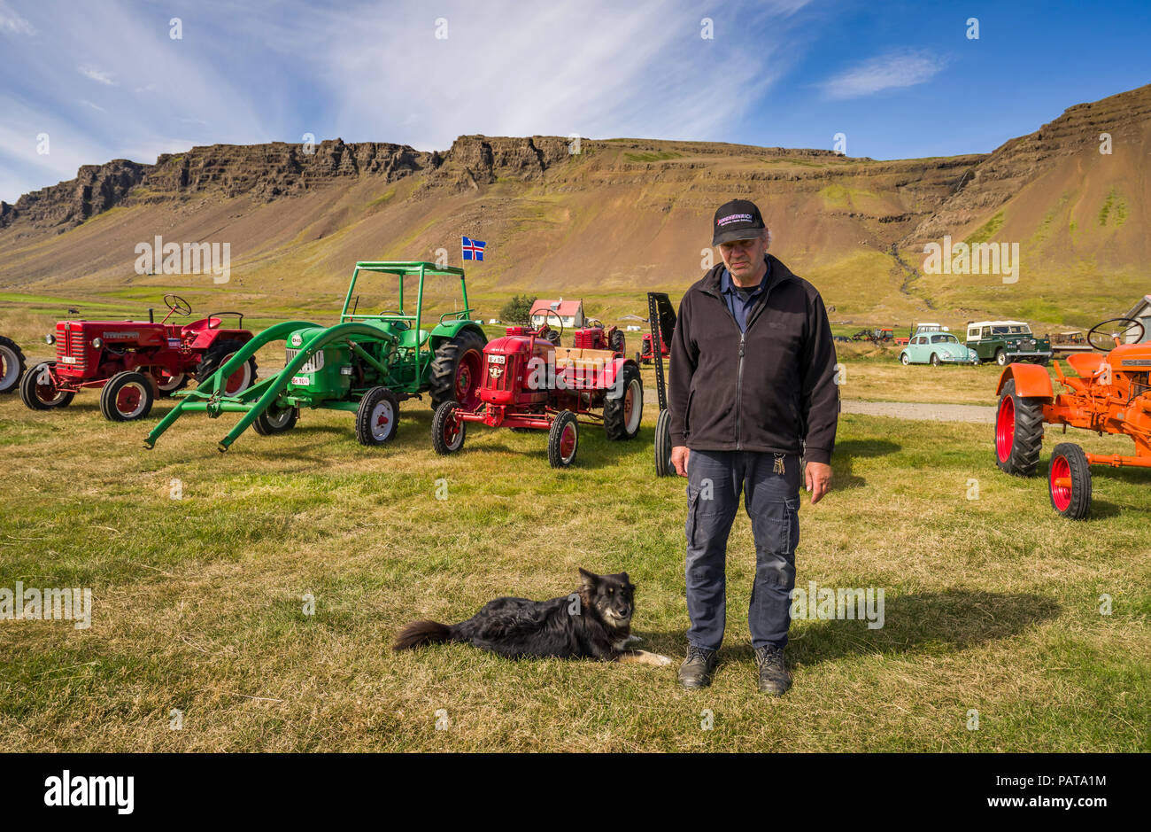 Farmer And His Dog Reykholar Village West Fjords Iceland Stock Photo Alamy