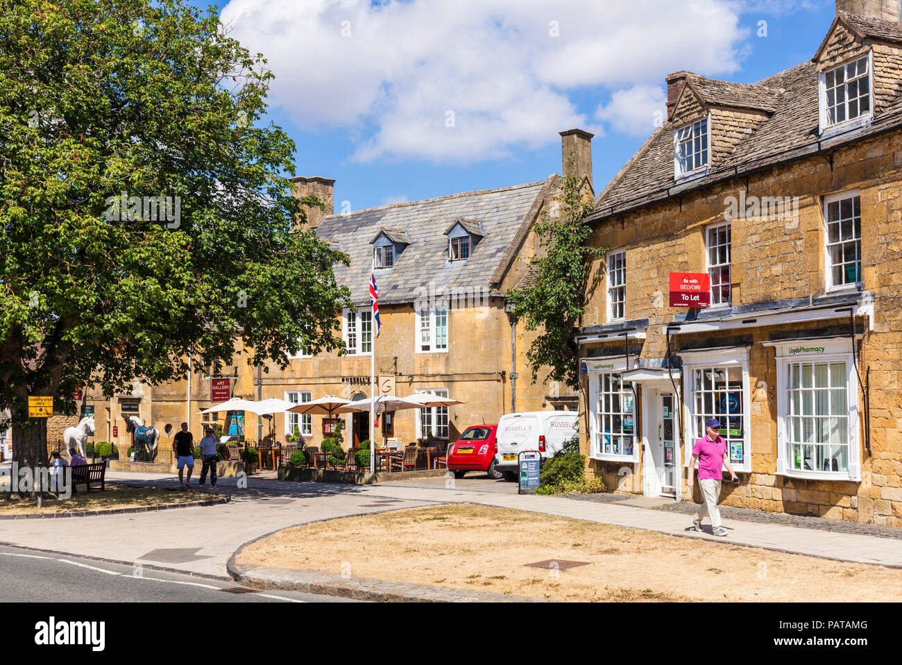 Cotswolds village shops and cafes on the high street in broadway high