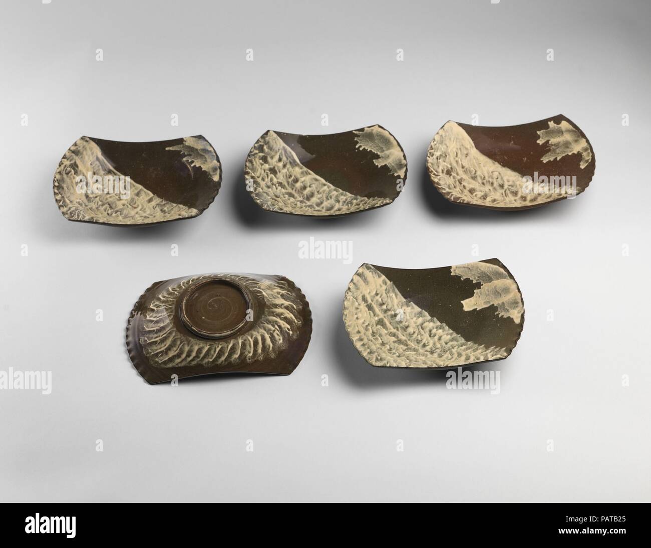 Japanese Tableware Wave Pattern Five Dishes with Wave Design. Culture: Japan. Dimensions: Each: 4 1/2 ...