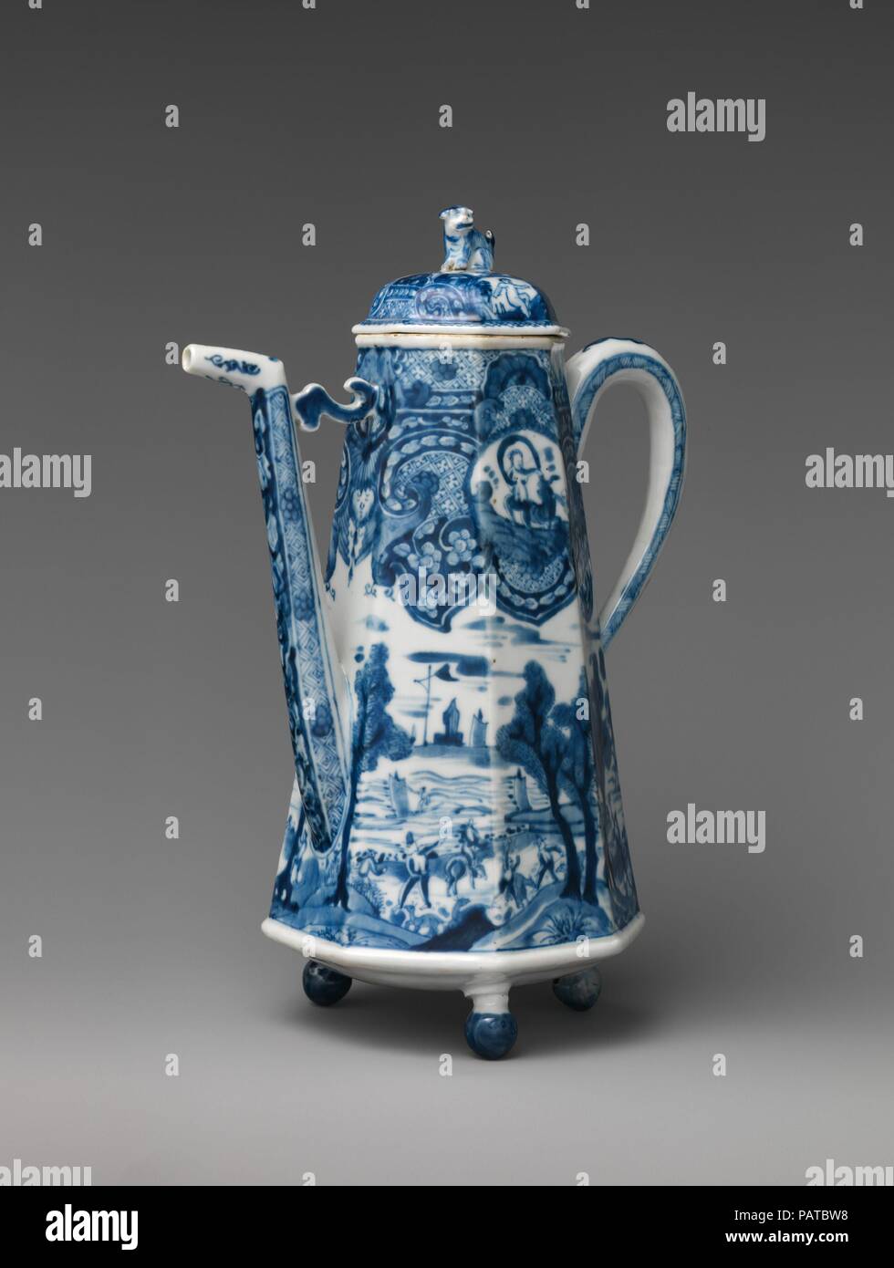 Coffeepot. Culture: Chinese, probably for Dutch market. Dimensions:  Overall: 11 13/16 × 8 3/8 in. (30 × 21.3 cm). Date: ca. 1710. This model of  coffeepot appears to be the earliest produced