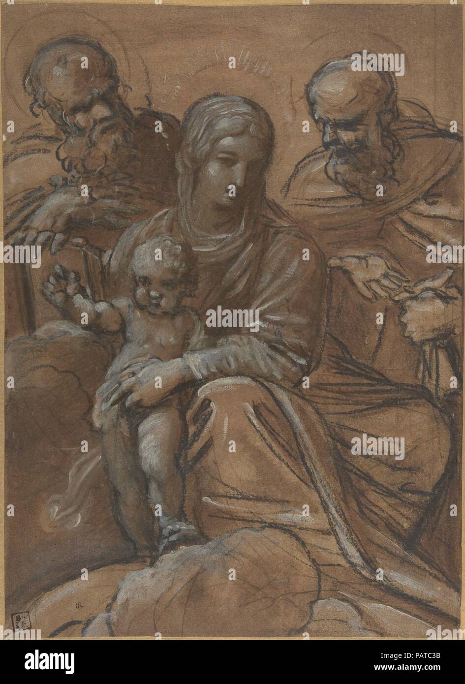 The Virgin and Child with Two Male Saints. Artist: Giacomo Cavedone (Italian, Sassuolo 1577-1660 Bologna). Dimensions: 12 1/16 x 8 3/4in. (30.7 x 22.3cm). Date: 1577-1660. Museum: Metropolitan Museum of Art, New York, USA. Stock Photo