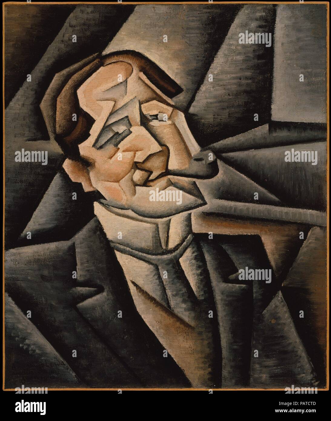 Juan Legua. Artist: Juan Gris (Spanish, Madrid 1887-1927 Boulogne-sur-Seine). Dimensions: 21 5/8 x 18 1/8 in. (54.9 x 46 cm). Date: 1911.  The rosy features of the sitter's face have a humorous expression, distinguishing Juan Gris's work from Picasso's Cubist portraits of the same year. Until 1910 Gris had worked as an illustrator, supplying magazines with satirical drawings. He took the name 'Juan Gris' shortly before moving from his native Madrid to Paris in 1906. Museum: Metropolitan Museum of Art, New York, USA. Stock Photo