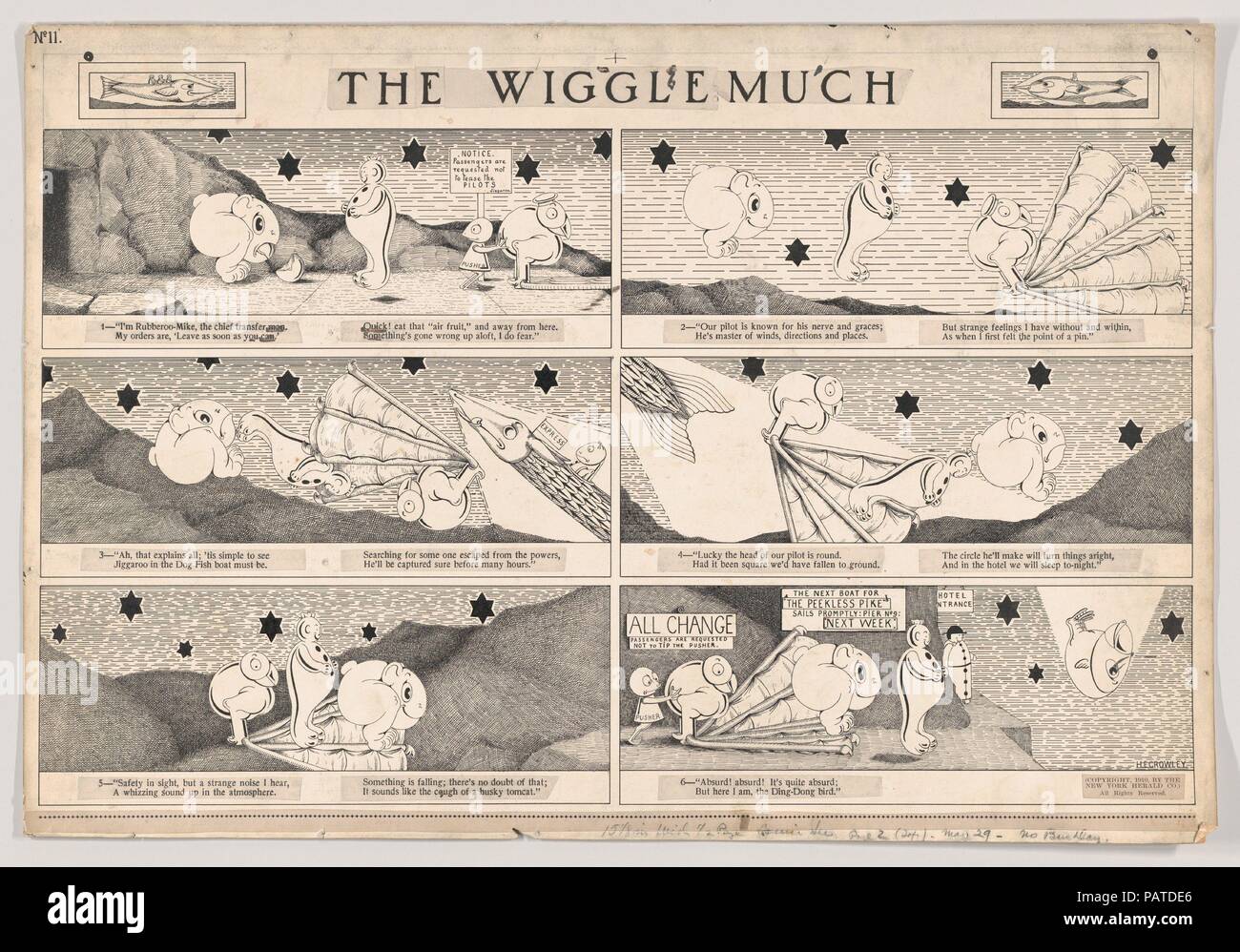 Dummy for 'The Wiggle Much' Comic Strip, Number 11 (published by The New York Herald, May 29, 1910). Artist: Herbert E. Crowley (British, London 1873-1939 Zurich). Dimensions: Sheet: 14 5/8 × 21 9/16 in. (37.2 × 54.7 cm). Date: 1910. Museum: Metropolitan Museum of Art, New York, USA. Stock Photo