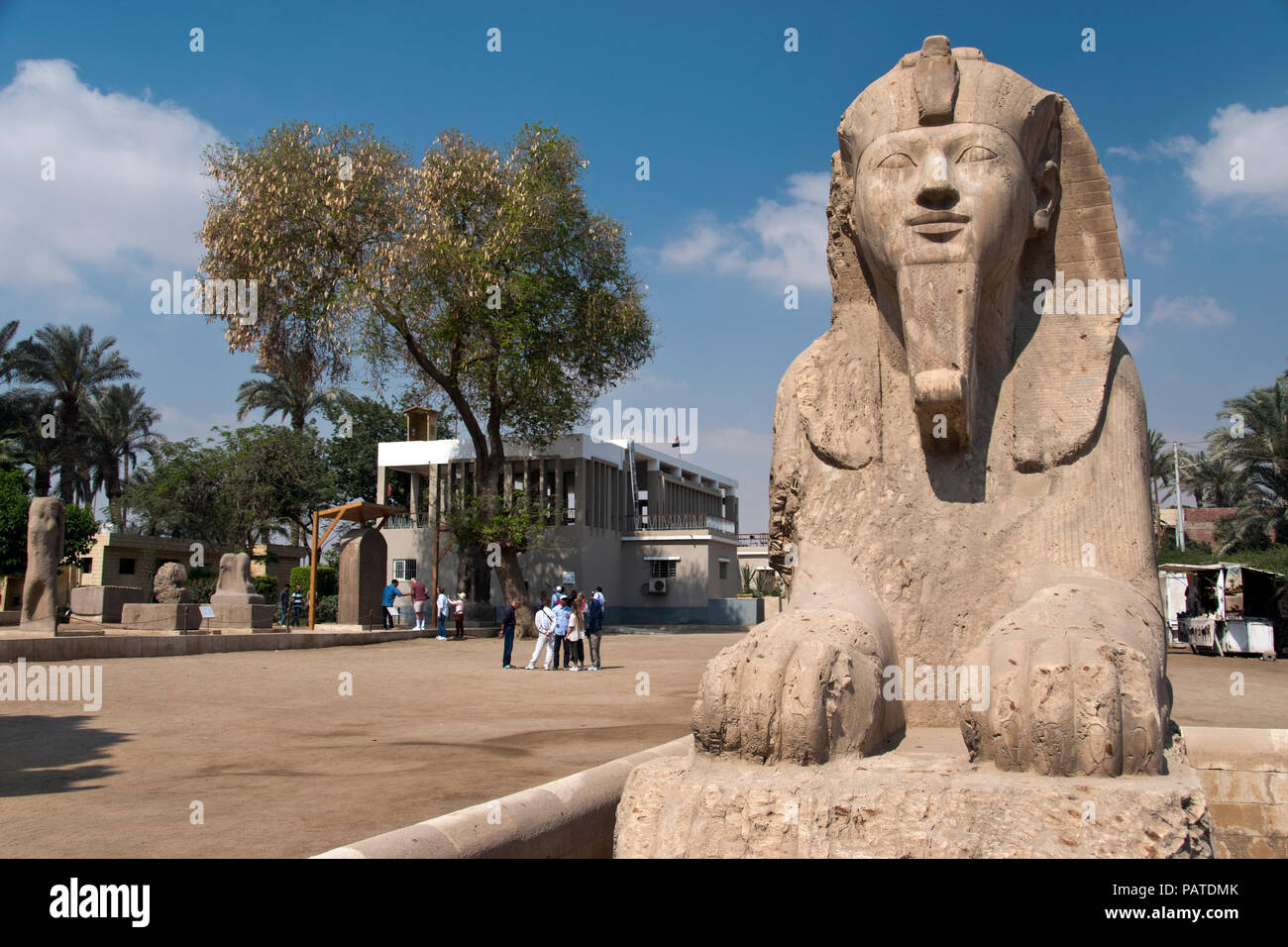 The Sphinx of Memphis, an alabaster sphinx with the face of a pharaoh ...
