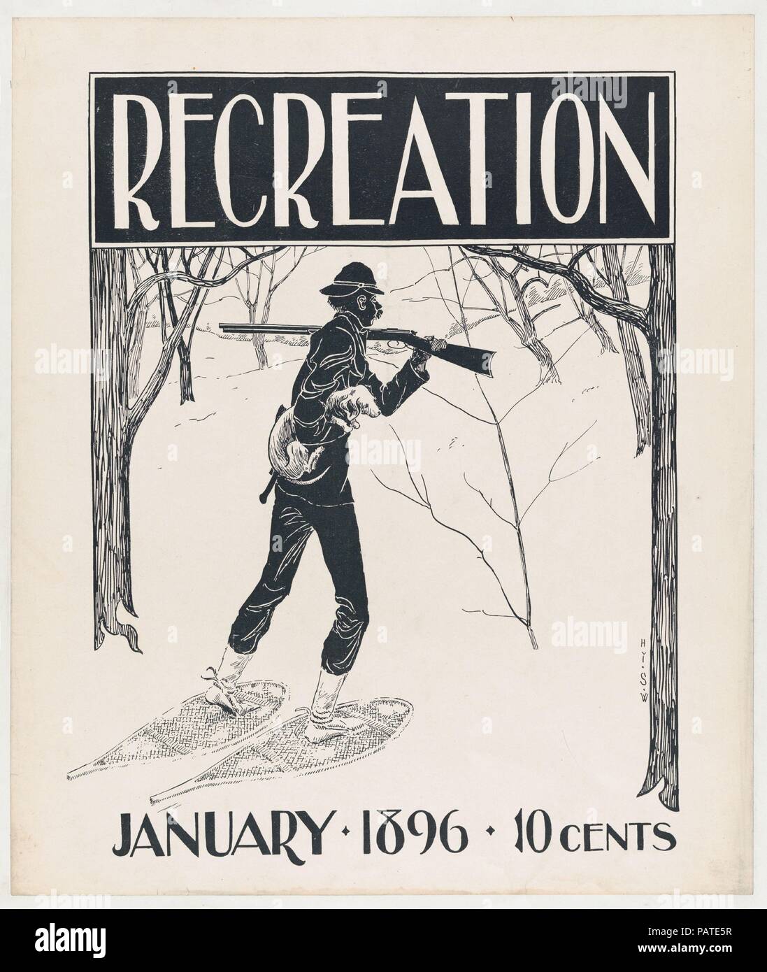 Recreation: January. Artist: Henry Sumner Watson (American, Bordentown, New Jersey 1868-1933). Dimensions: Sheet: 16 7/16 in. × 14 in. (41.8 × 35.5 cm)  Image: 14 9/16 × 10 15/16 in. (37 × 27.8 cm). Date: 1896. Museum: Metropolitan Museum of Art, New York, USA. Stock Photo
