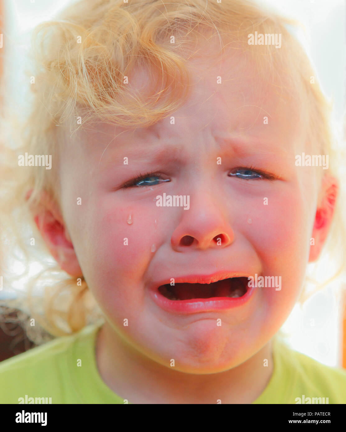 Close-up of Crying Child Stock Photo