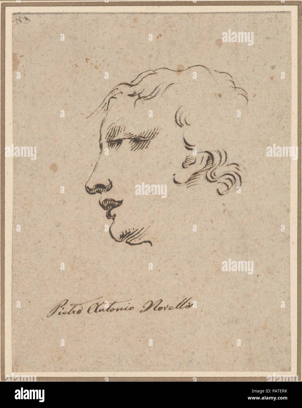 Head of a Man. Artist: In the manner of Pietro Antonio Novelli (Italian, Venice 1729-1804 Venice). Dimensions: 5 11/16 x 4 3/8 in. (14.4 x 11.1 cm). Date: n.d.. Museum: Metropolitan Museum of Art, New York, USA. Stock Photo