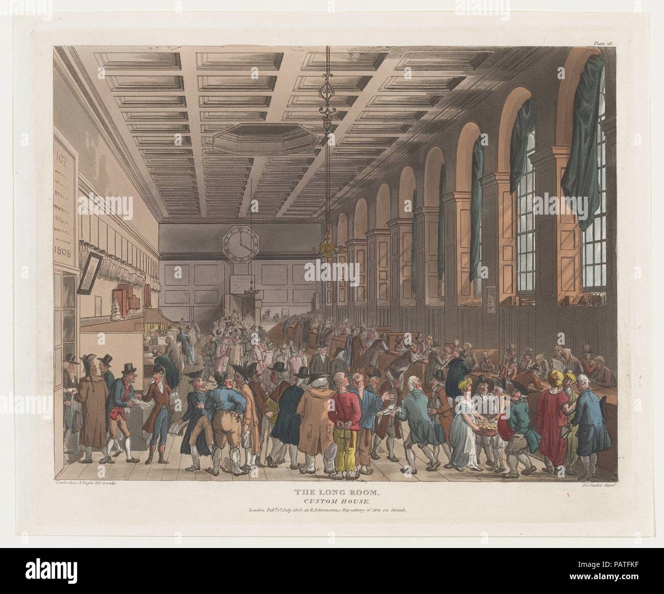 The Long Room Custom House Microcosm Of London Plate 28