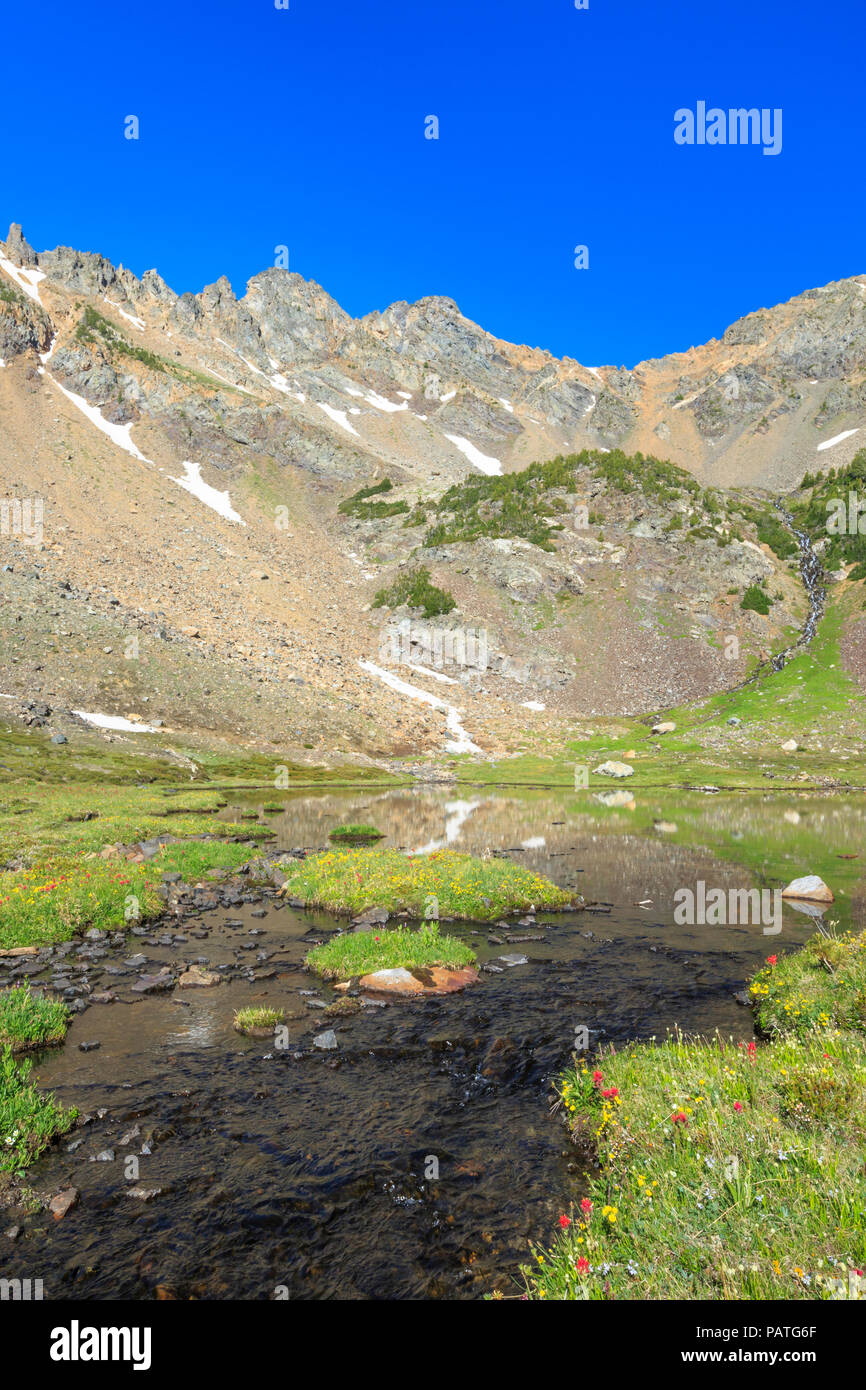 headwaters of the south boulder river below peaks of the tobacco root mountains near mammoth, montana Stock Photo