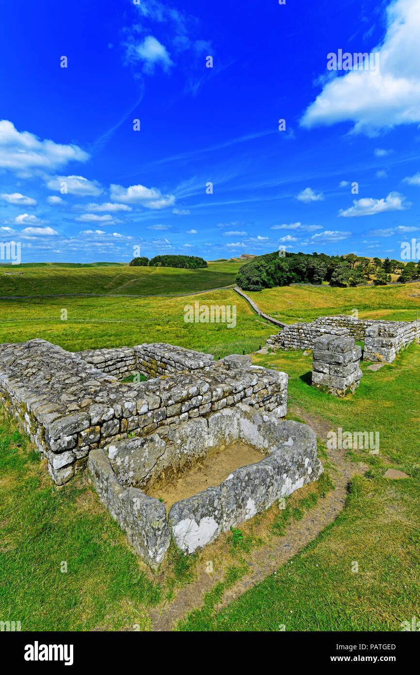 Housesteads Roman Fort and Roman Wall North Gate facing East Stock Photo Alamy