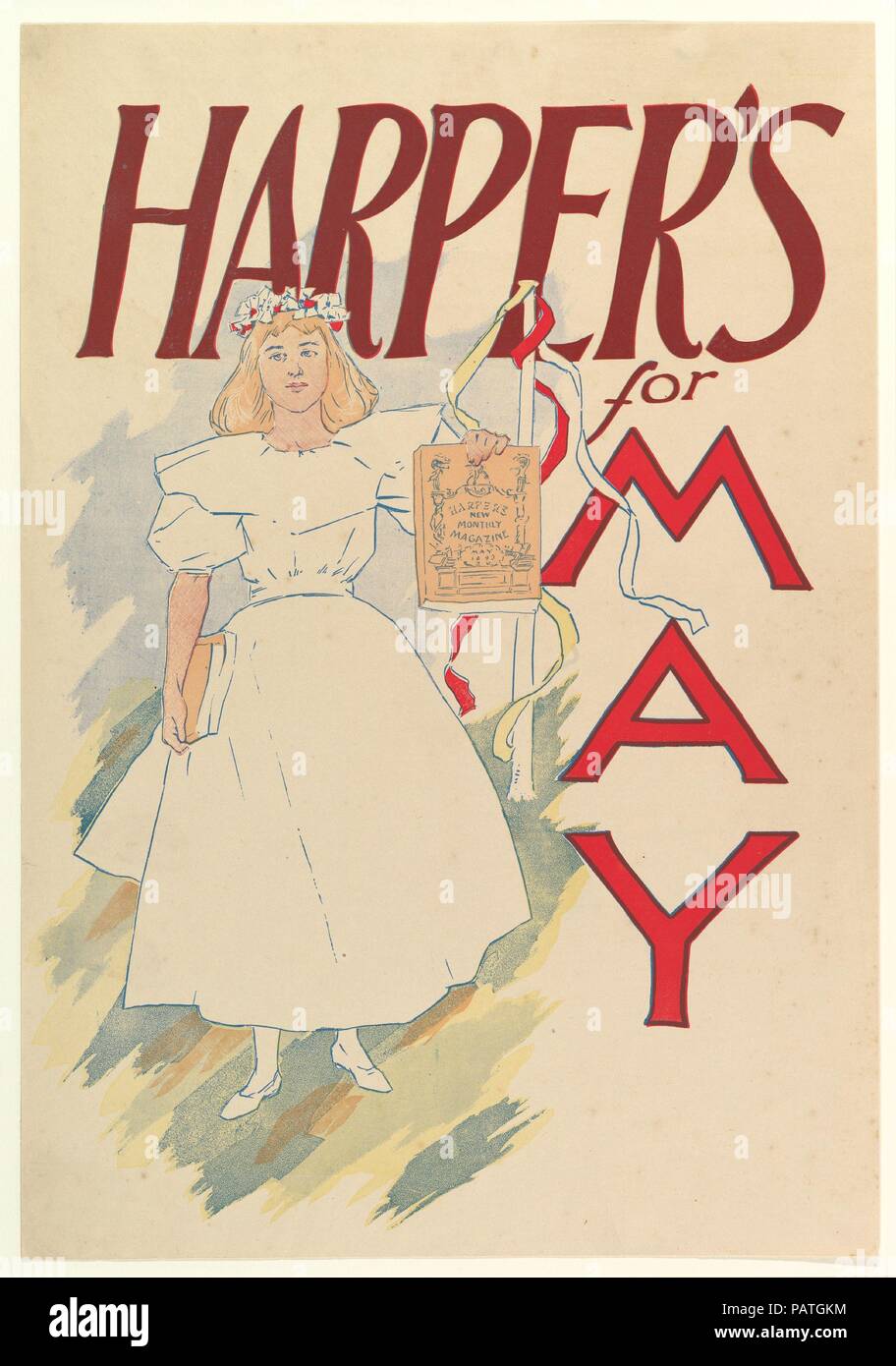 Harper's, May. Artist: Edward Penfield (American, Brooklyn, New York 1866-1925 Beacon, New York). Dimensions: Sheet: 18 3/4 in. × 13 in. (47.7 × 33 cm). Publisher: Harper and Brothers, Publishers. Date: 1893. Museum: Metropolitan Museum of Art, New York, USA. Stock Photo