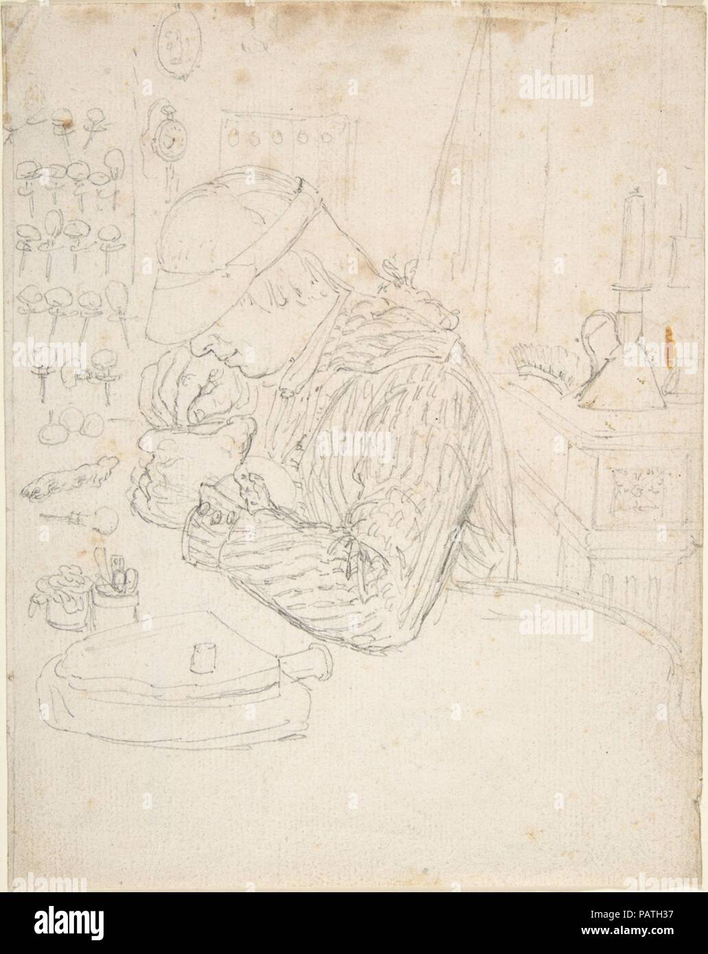 An Engraver. Artist: attributed to Edouard Jeanmaire (French, La Chaux-de-Fonds 1847-1916 La Chaux-de-Fonds). Dimensions: 7 1/8 x 5 5/8 in. (18.1 x 14.3 cm). Date: n.d.. Museum: Metropolitan Museum of Art, New York, USA. Stock Photo