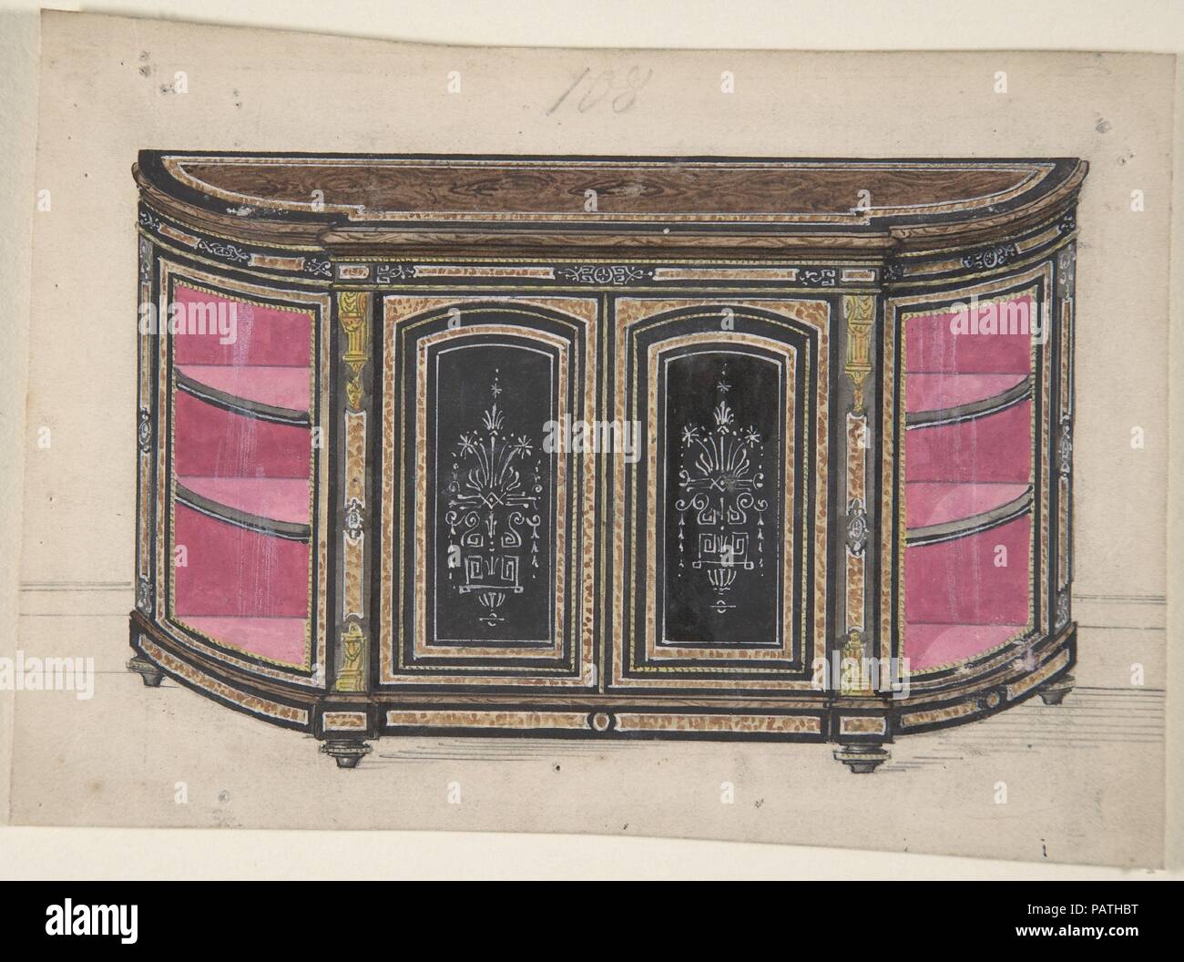 Cabinet Design With Black Doors And Red Interior Artist