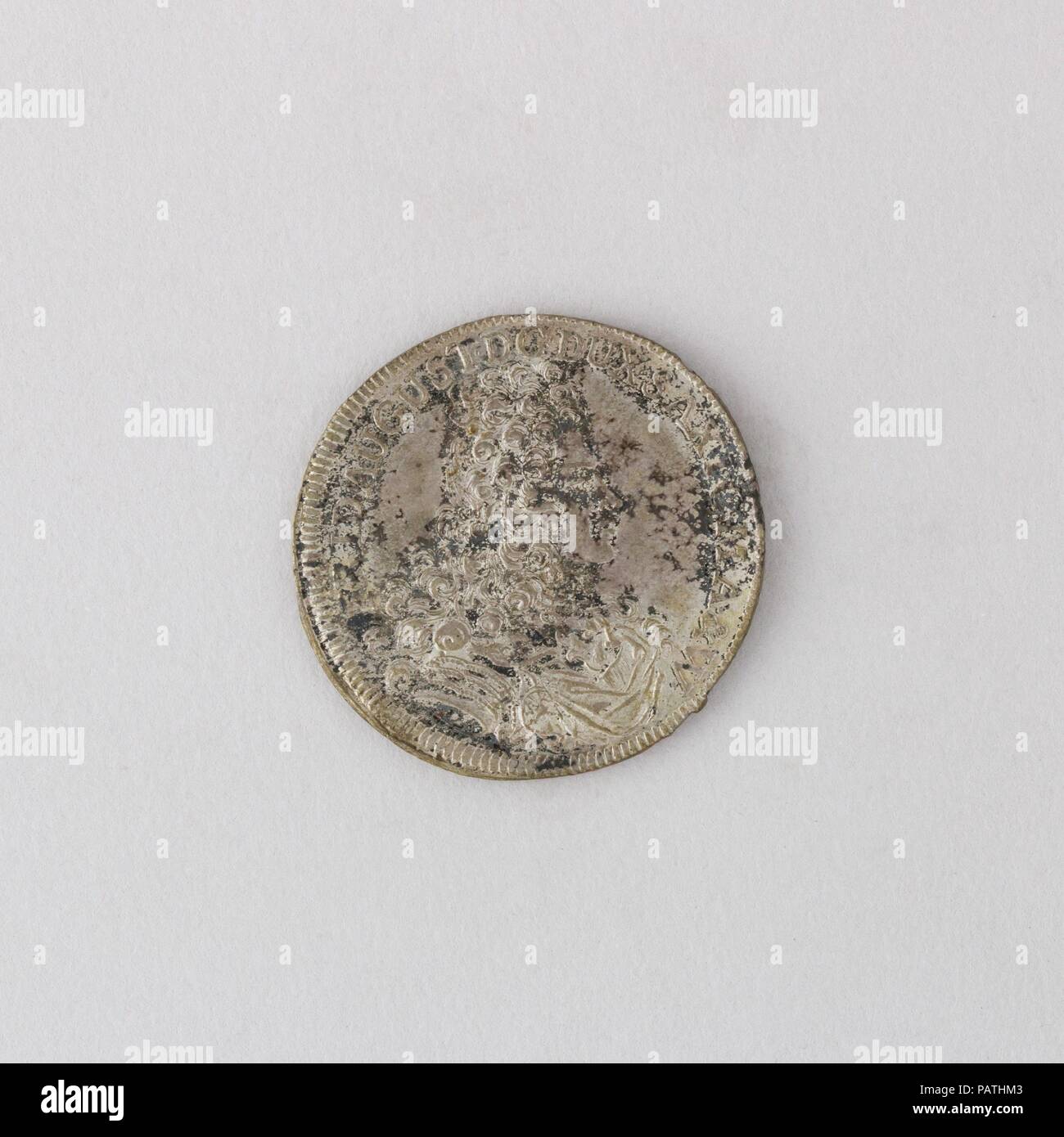 Coin (Two-Thirds Thaler) Showing Frederick Augustus I, Duke and Elector of Saxony. Culture: German. Dimensions: Diam. 1 1/2 in. (3.8 cm); thickness 1/16 in. (0.2 cm); Wt. 0.6 oz. (17 g). Date: 1694. Museum: Metropolitan Museum of Art, New York, USA. Stock Photo